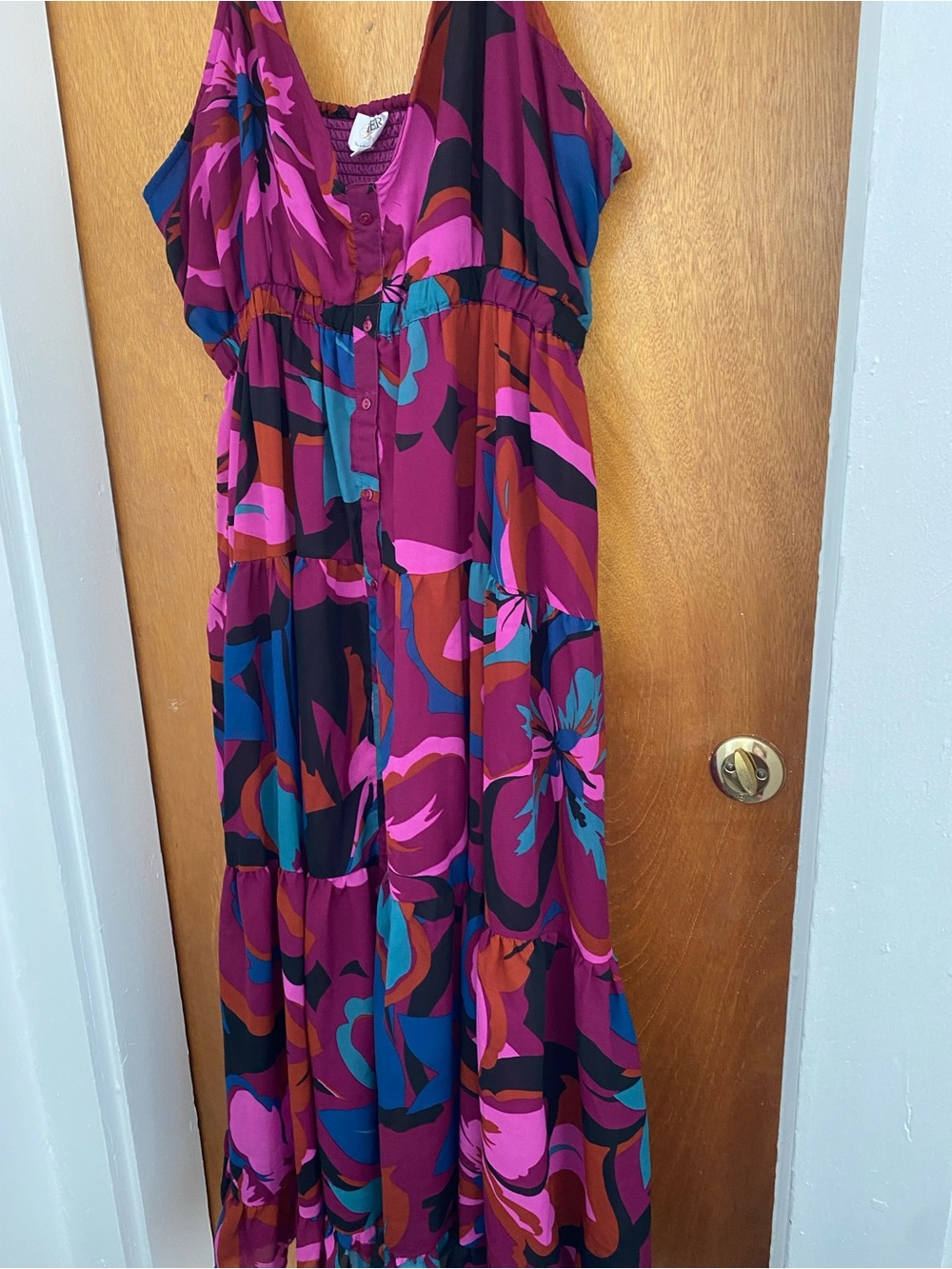 Women's Floral Tiered Maxi Dress - Multicolor Pink